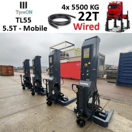 TL55-4 22T mobiele truck lift - met 400V kabels verbonden - 4 x 5,5 T - 3 kW per kolom