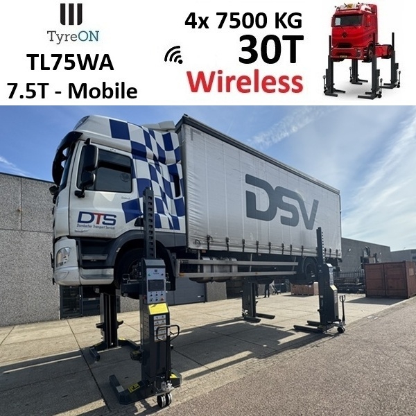 TyreON TL75WA-4 30T hefkolommen voor vrachtwagens - draadloos systeem met accu - 4 x 7,5 T - Accu 24V DC / 3 kW per kolom - Image 3