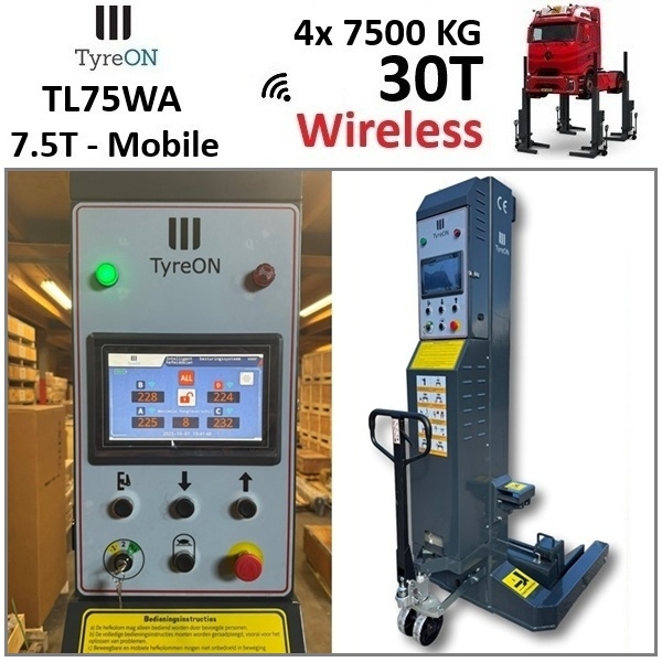TyreON TL75WA-4 30T hefkolommen voor vrachtwagens - draadloos systeem met accu - 4 x 7,5 T - Accu 24V DC / 3 kW per kolom - Image 2