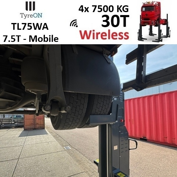 TyreON TL75WA-4 30T hefkolommen voor vrachtwagens - draadloos systeem met accu - 4 x 7,5 T - Accu 24V DC / 3 kW per kolom - Image 14