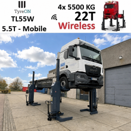 TyreON TL75W-4 22T hefkolommen voor vrachtwagens - draadloos systeem met accu - 4 x 5,5 T - Accu 24V DC / 3 kW per kolom